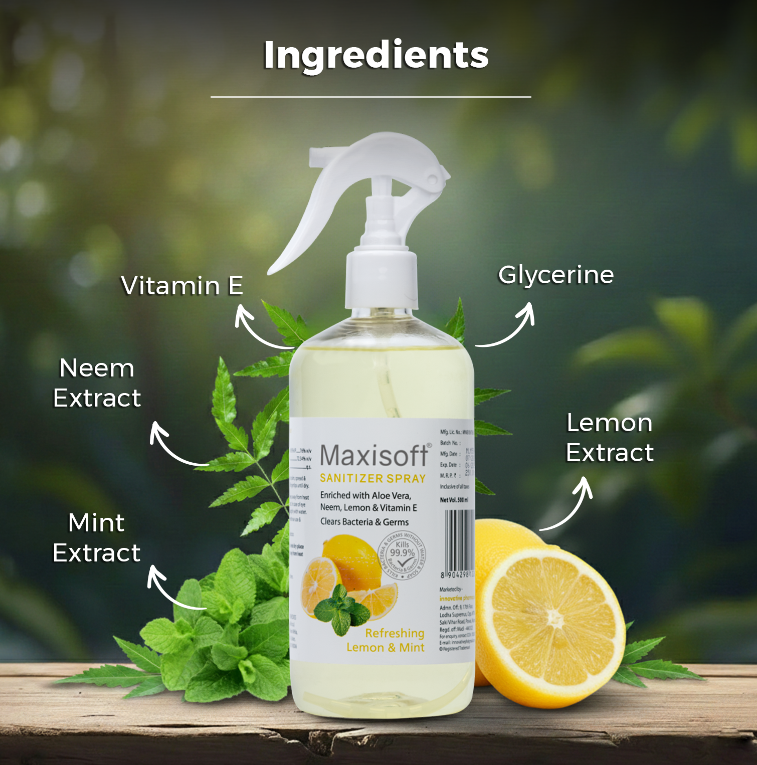 Maxisoft Hand Sanitizer (Spray) Refreshing Lemon & Mint 500 ml - Image 3