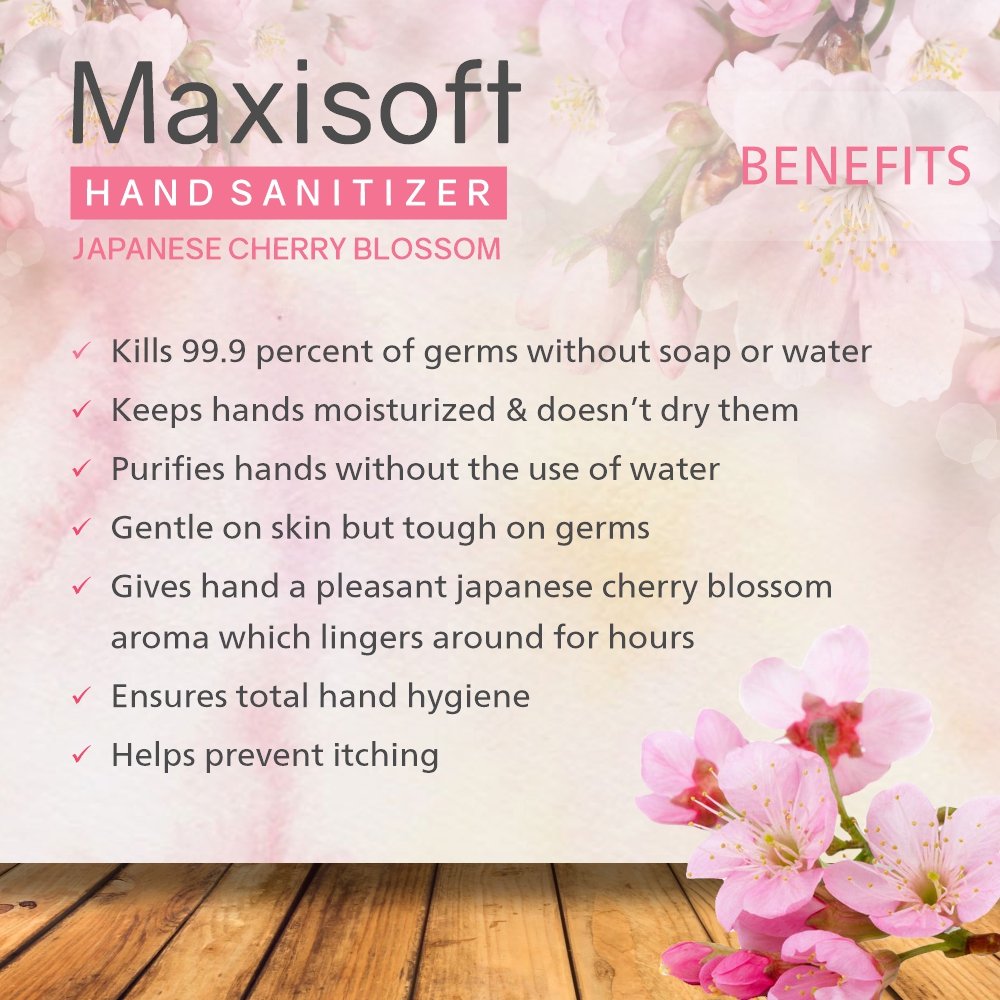Maxisoft Hand Sanitizer (Gel) Japanese Cherry Blossom 60 ml - Image 5