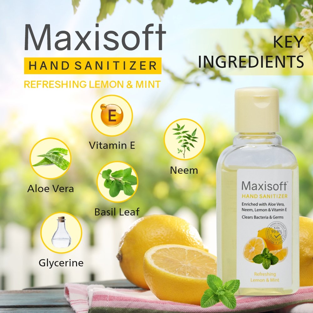 Maxisoft Hand Sanitizer (Gel) Refreshing Lemon & Mint 60 ml - Image 3