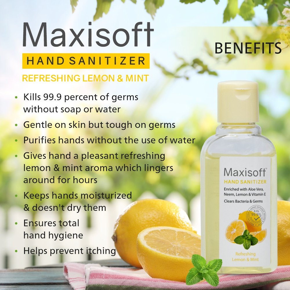 Maxisoft Hand Sanitizer (Gel) Refreshing Lemon & Mint 60 ml - Image 5