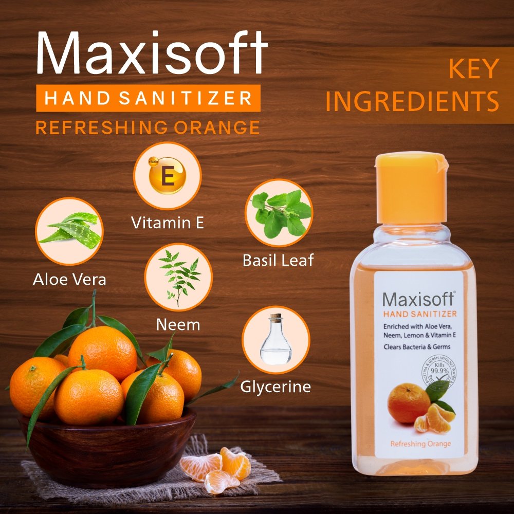 Maxisoft Hand Sanitizer (Gel) Refreshing Orange 60 ml - Image 3