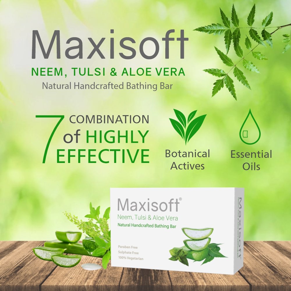 Maxisoft Neem Tulsi Aloe Vera Bathing Bar - Image 2