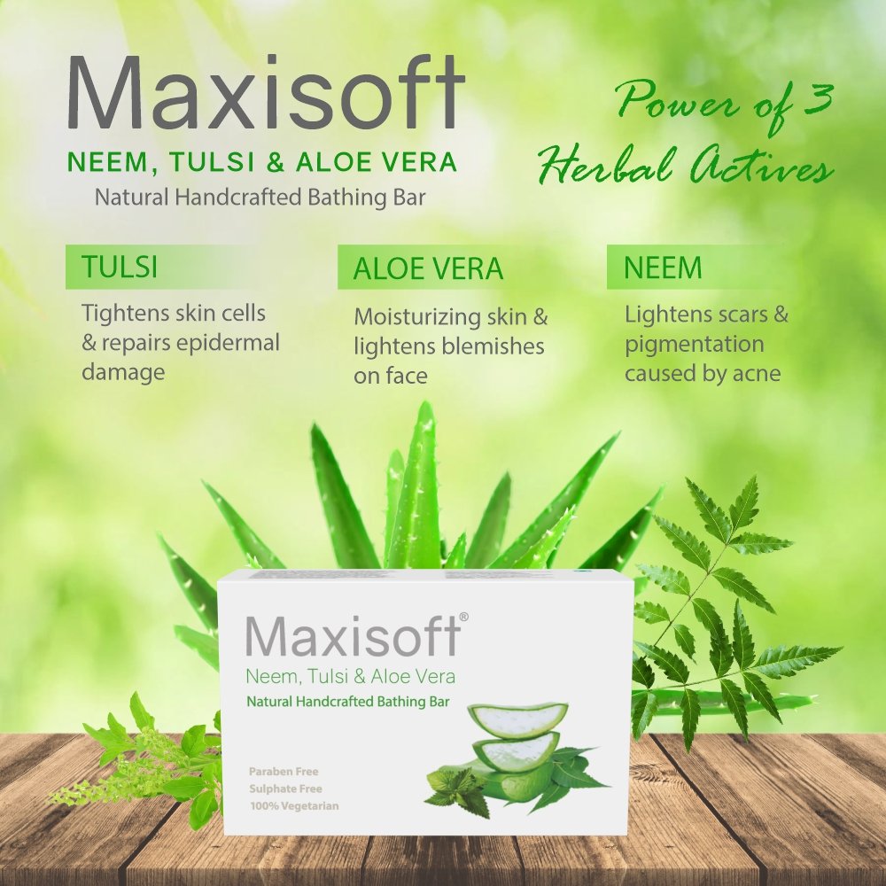 Maxisoft Neem Tulsi Aloe Vera Bathing Bar - Image 4