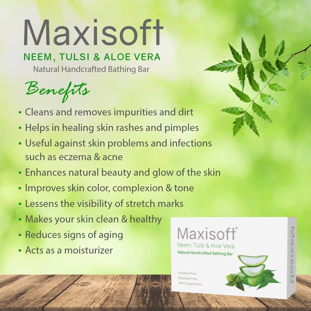 Maxisoft Neem Tulsi Aloe Vera Bathing Bar - Image 5