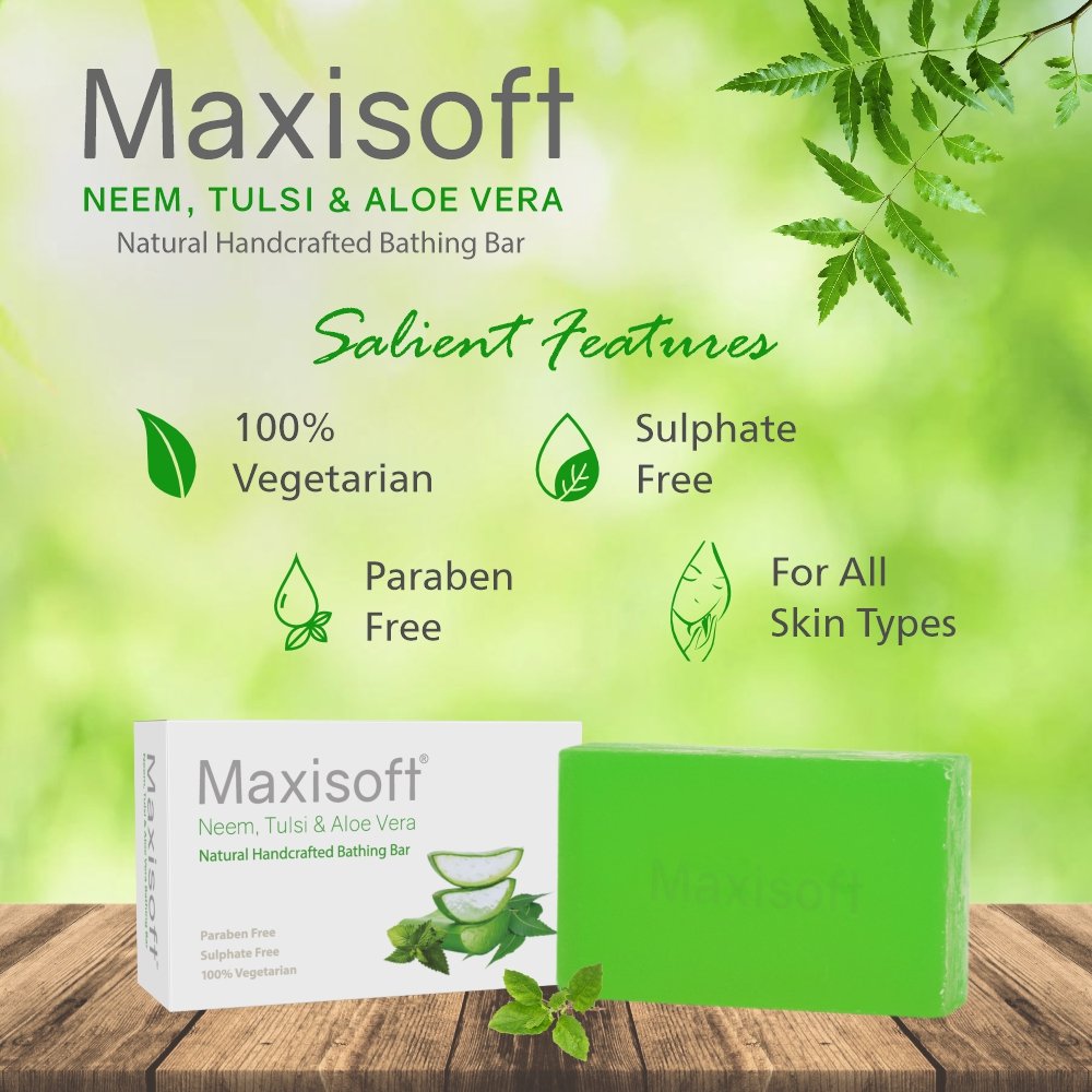 Maxisoft Neem Tulsi Aloe Vera Bathing Bar - Image 6